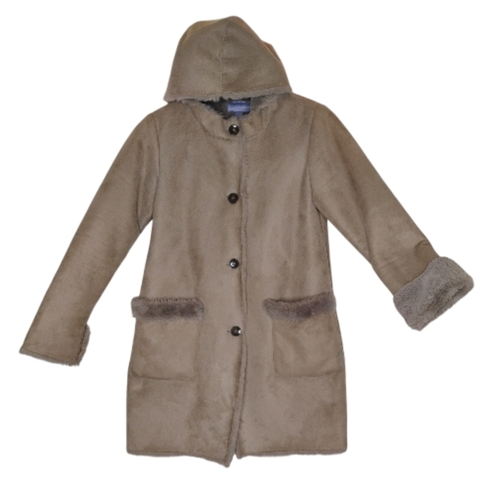 Laura Scott Beige Hooded Puffer Coat With Pockets Size Medium For Women / Winter